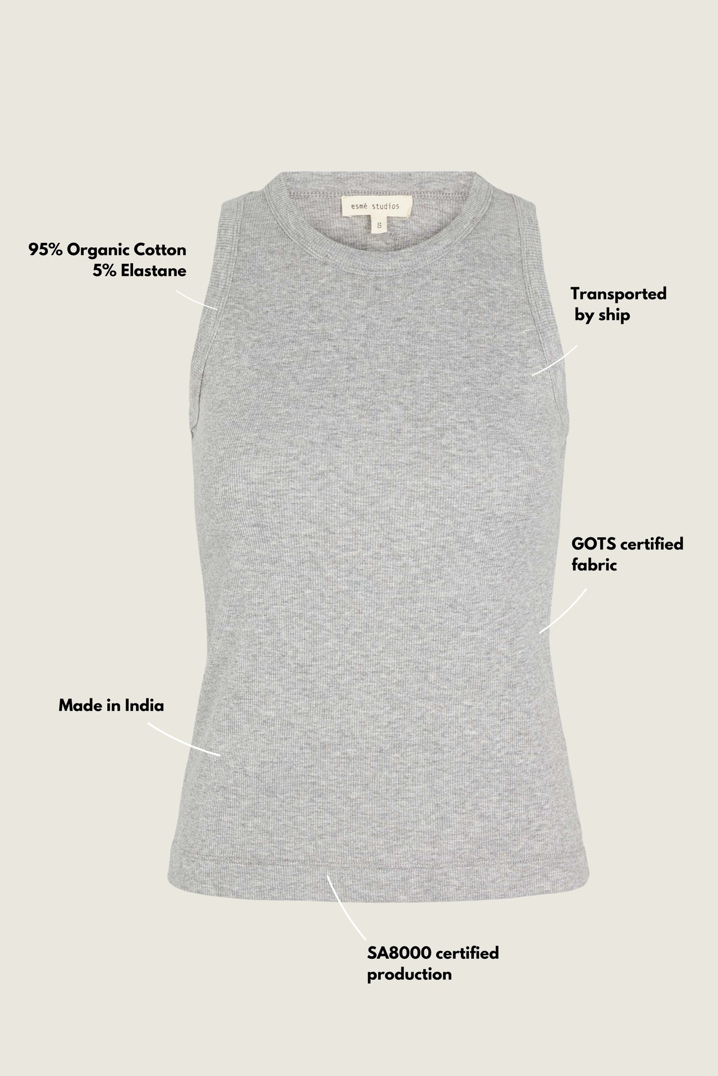 ESMÈ STUDIOS Blossom Racerback Rib Tank Grey