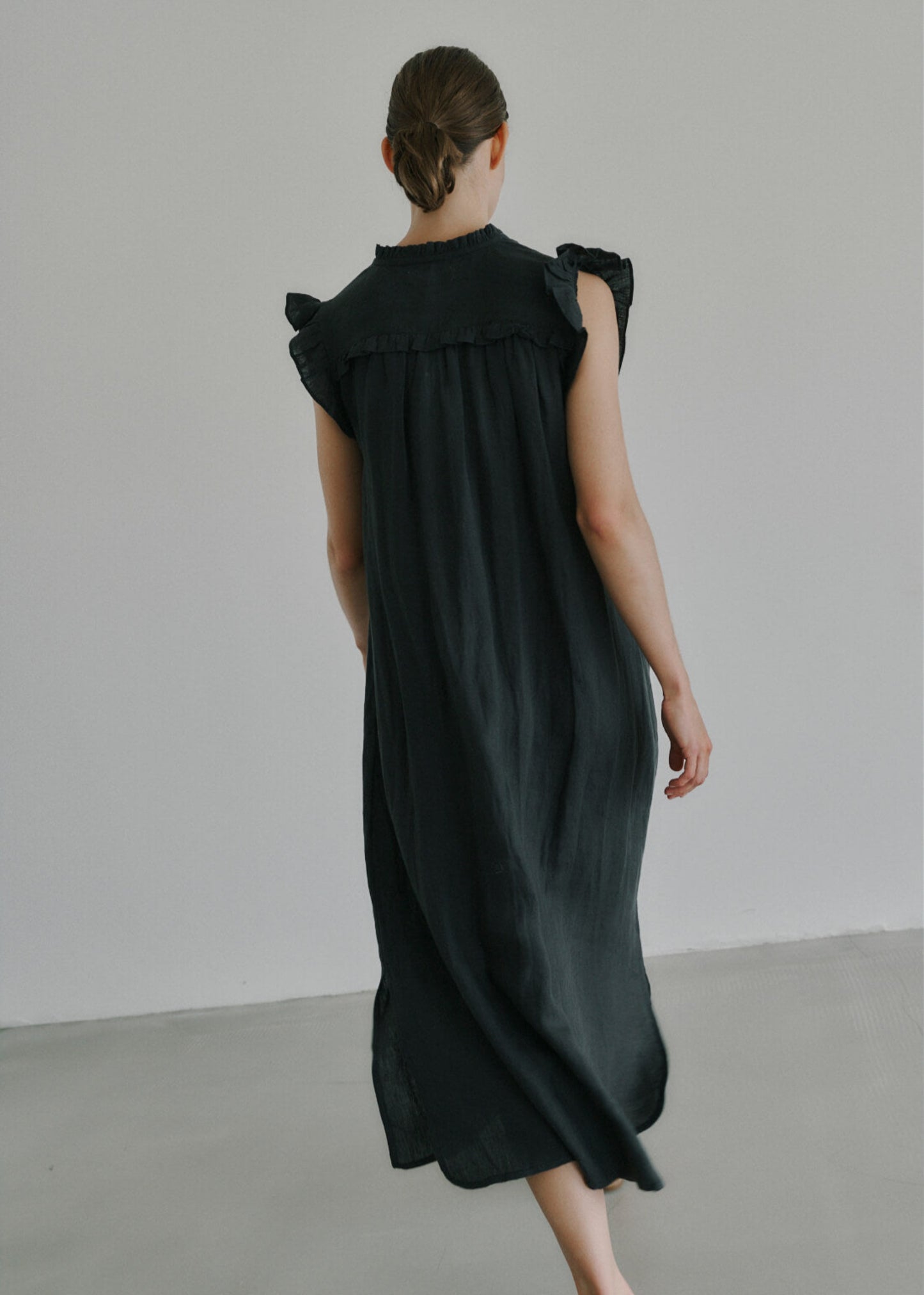 ANNE MI Lucia Frill Dress Black