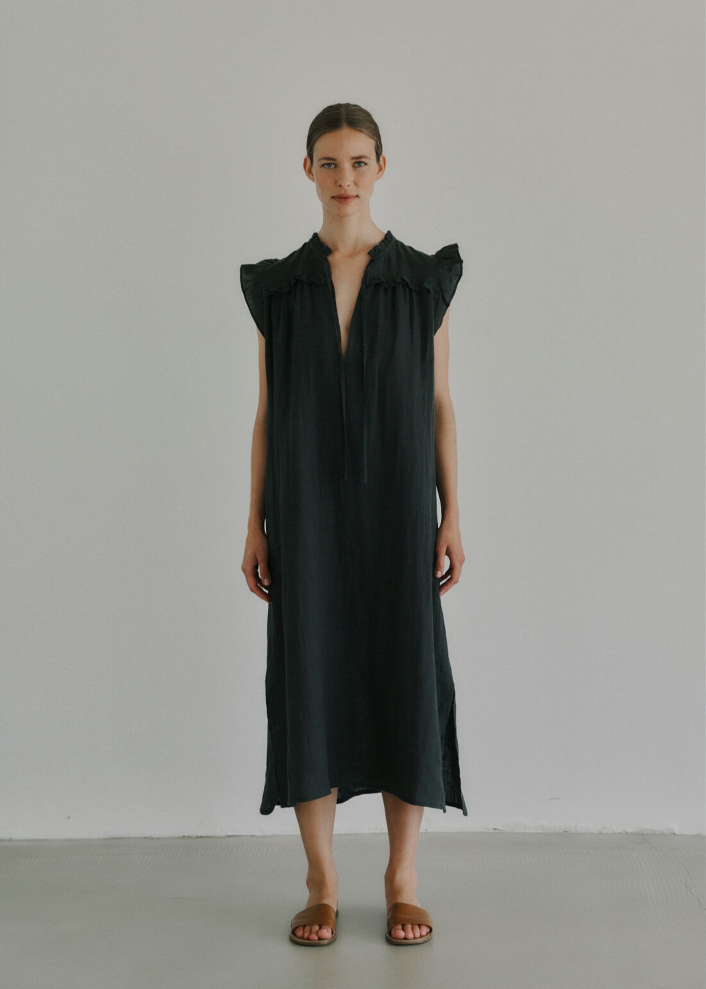 ANNE MI Lucia Frill Dress Black