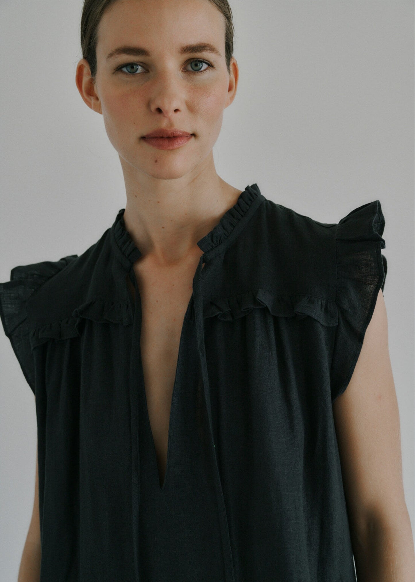 ANNE MI Lucia Frill Dress Black