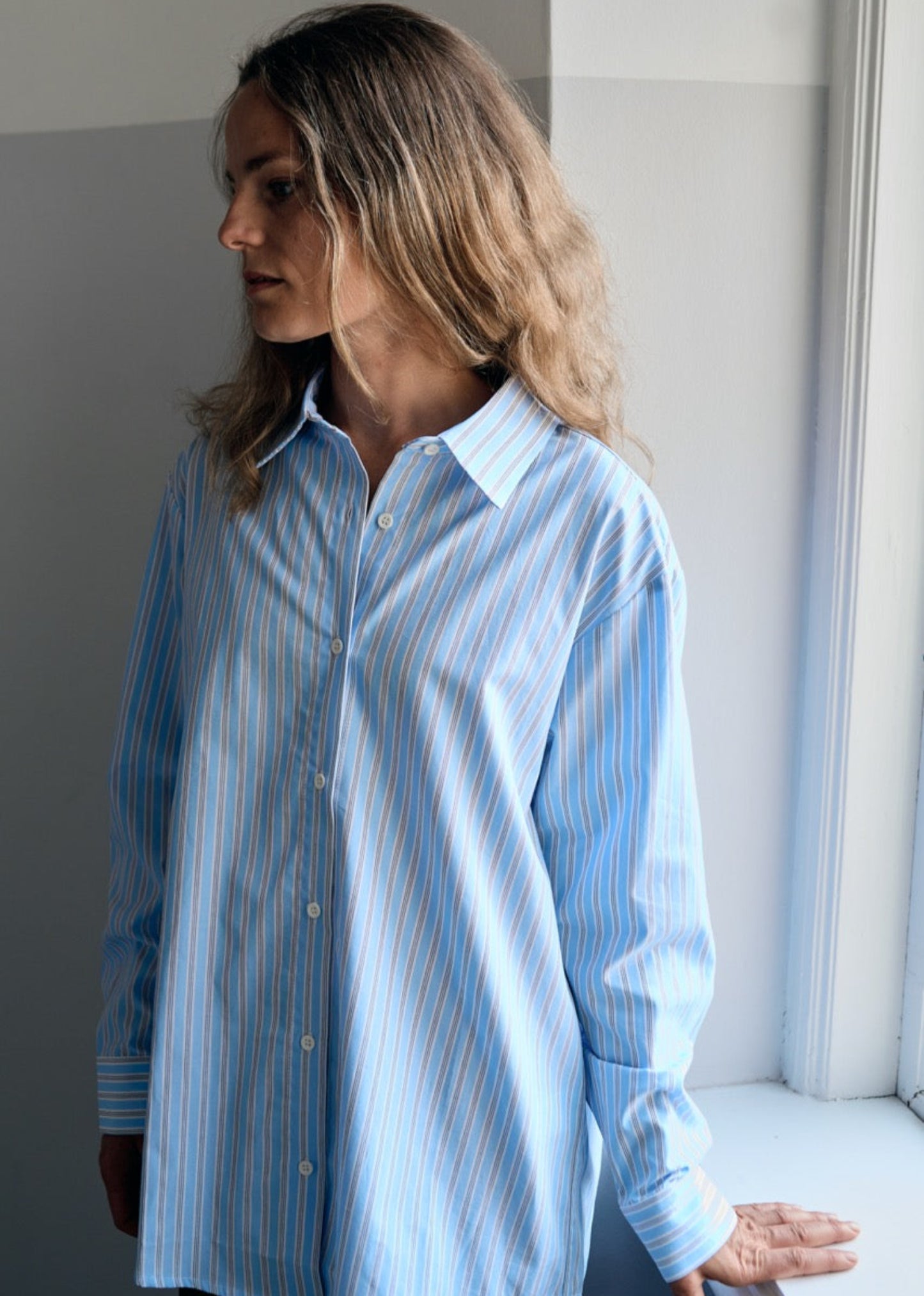 SCHULZ BY CROWD Sanne Shirt Light Blue White Stripes