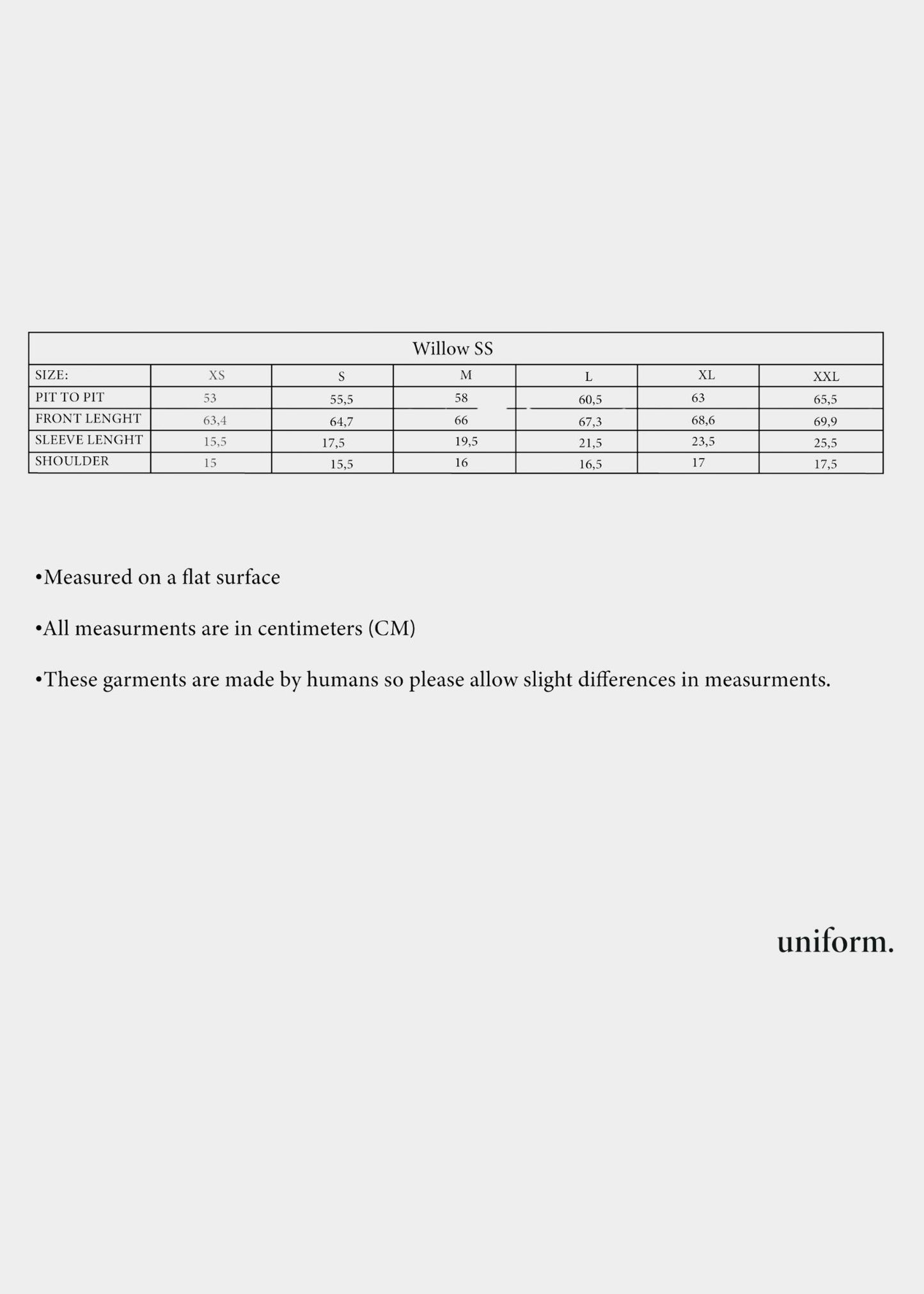 UNIFORM GARMENTS Willow SS Tee Charcoal
