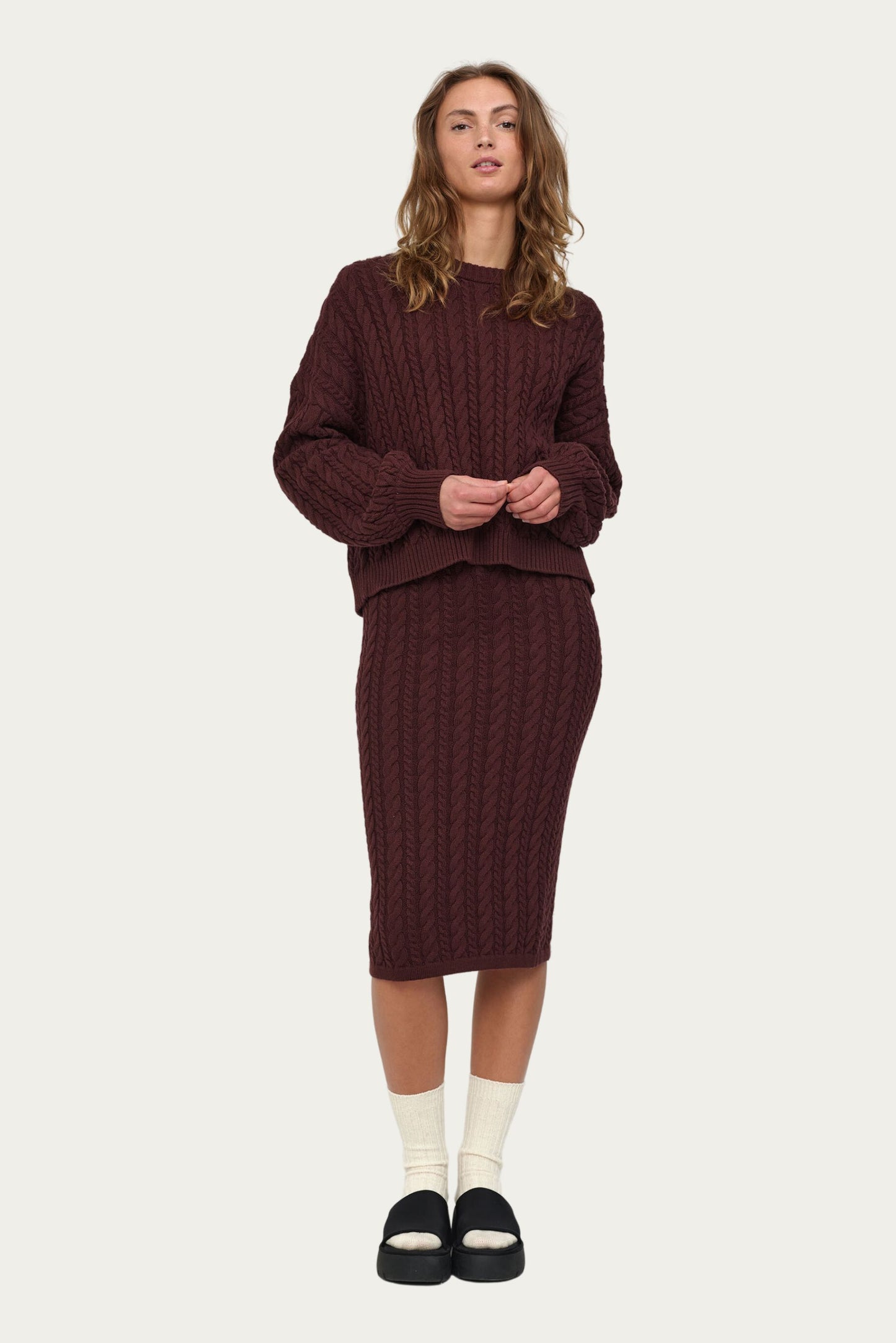 ESMÈ STUDIOS Braidy Skirt Knit Bitter Chocolate