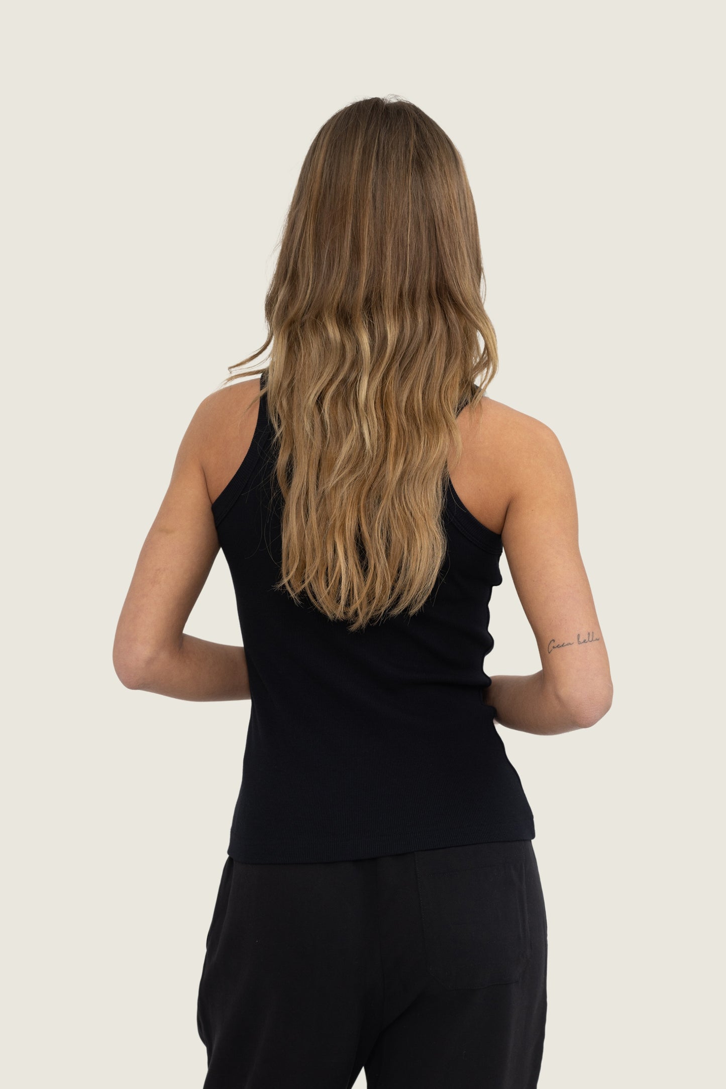 ESMÈ STUDIOS Blossom Racerback Rib Tank Black
