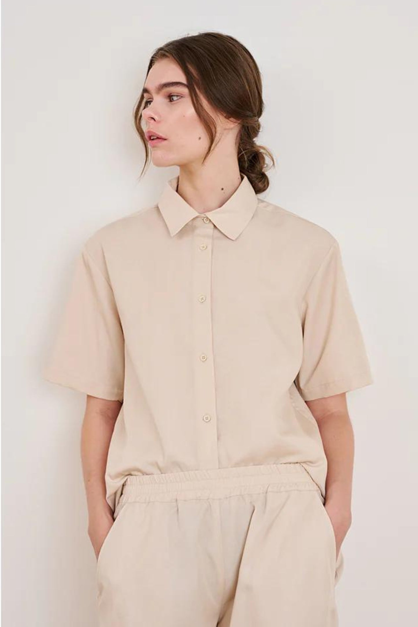 SCHULZ BY CROWD Signe Oversize Short Sleeve Shirt Tencel