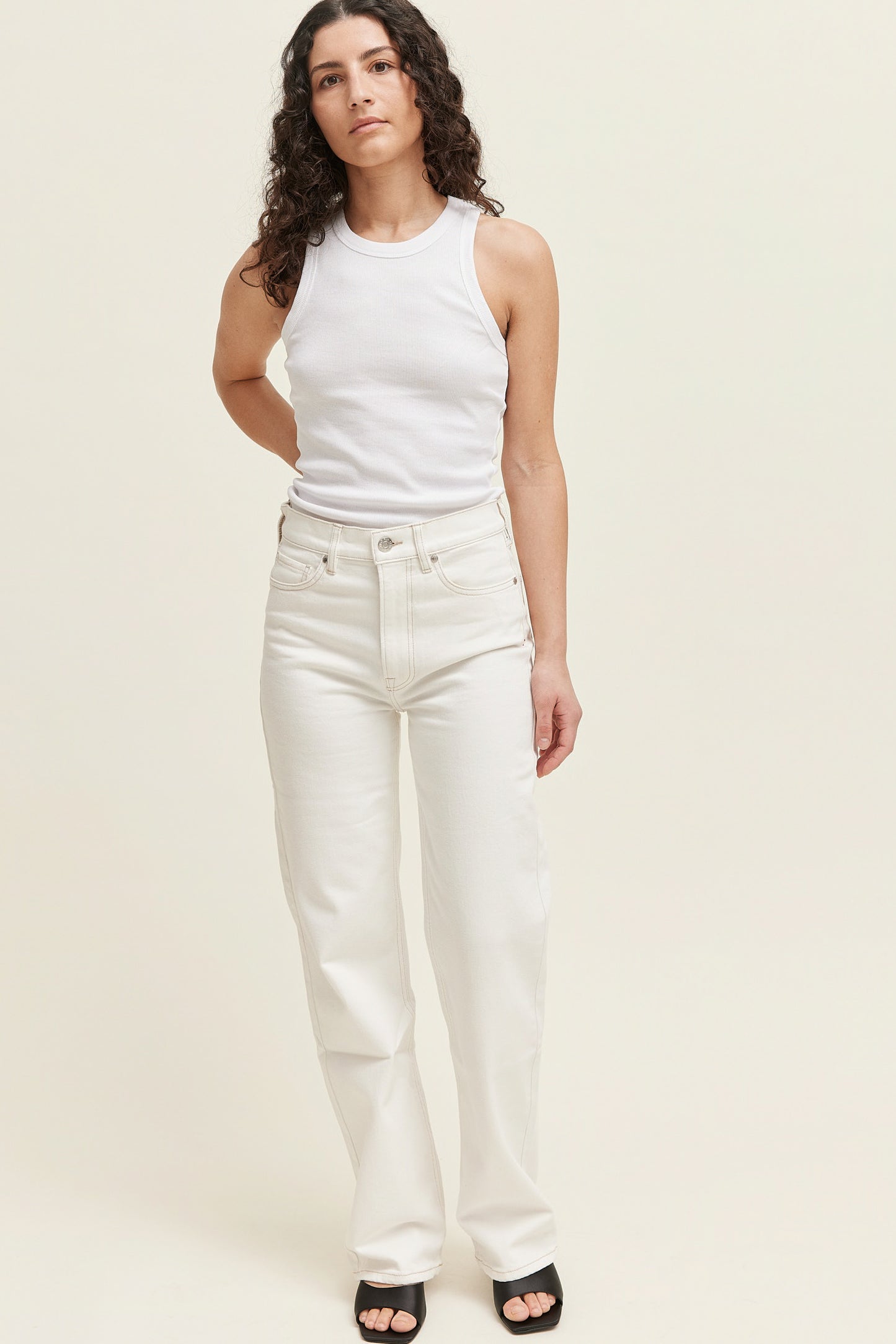 ESMÉ STUDIOS Blossom Racerback Rib Tank White