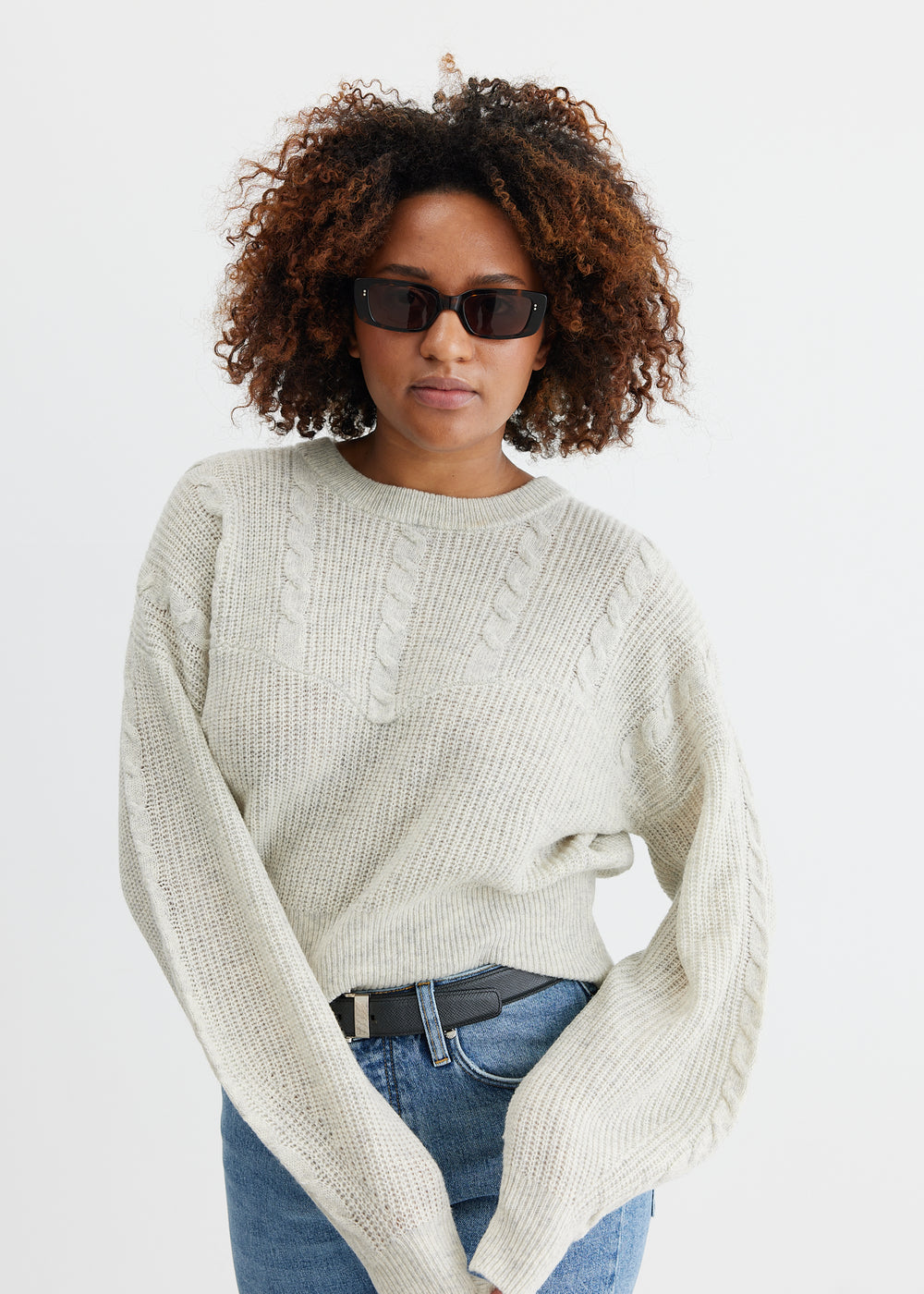 DESIGNERS REMIX Carmen Cable Sweater Oatmeal