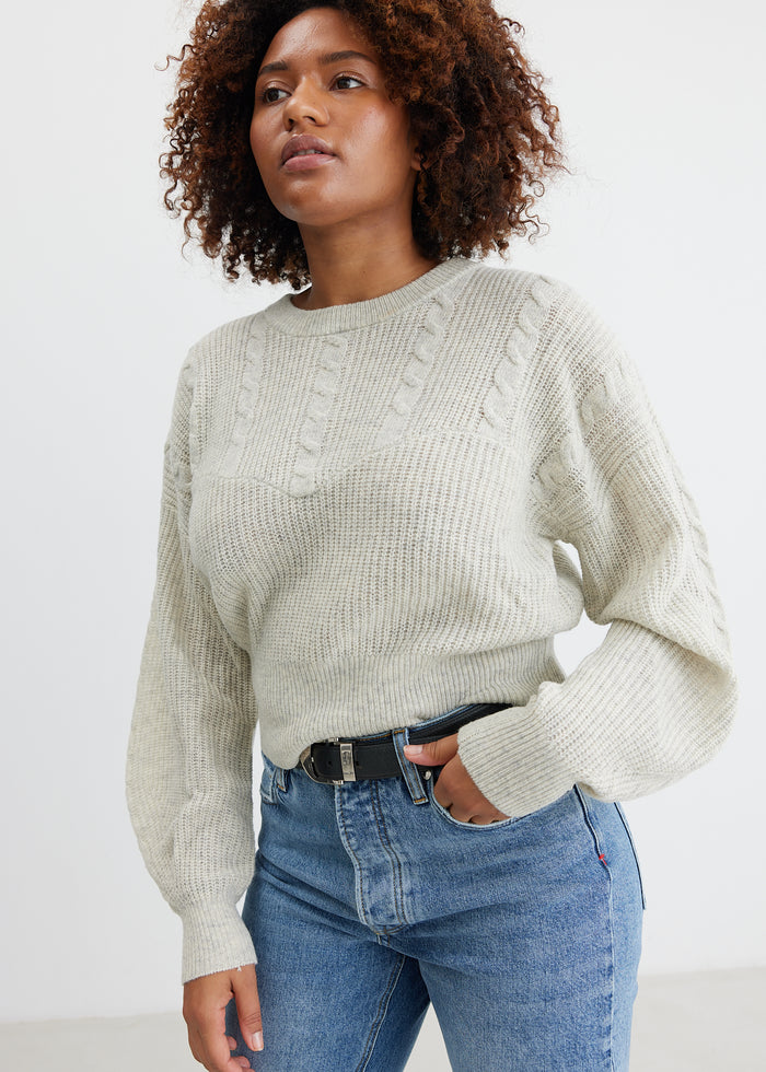 DESIGNERS REMIX Carmen Cable Sweater Oatmeal