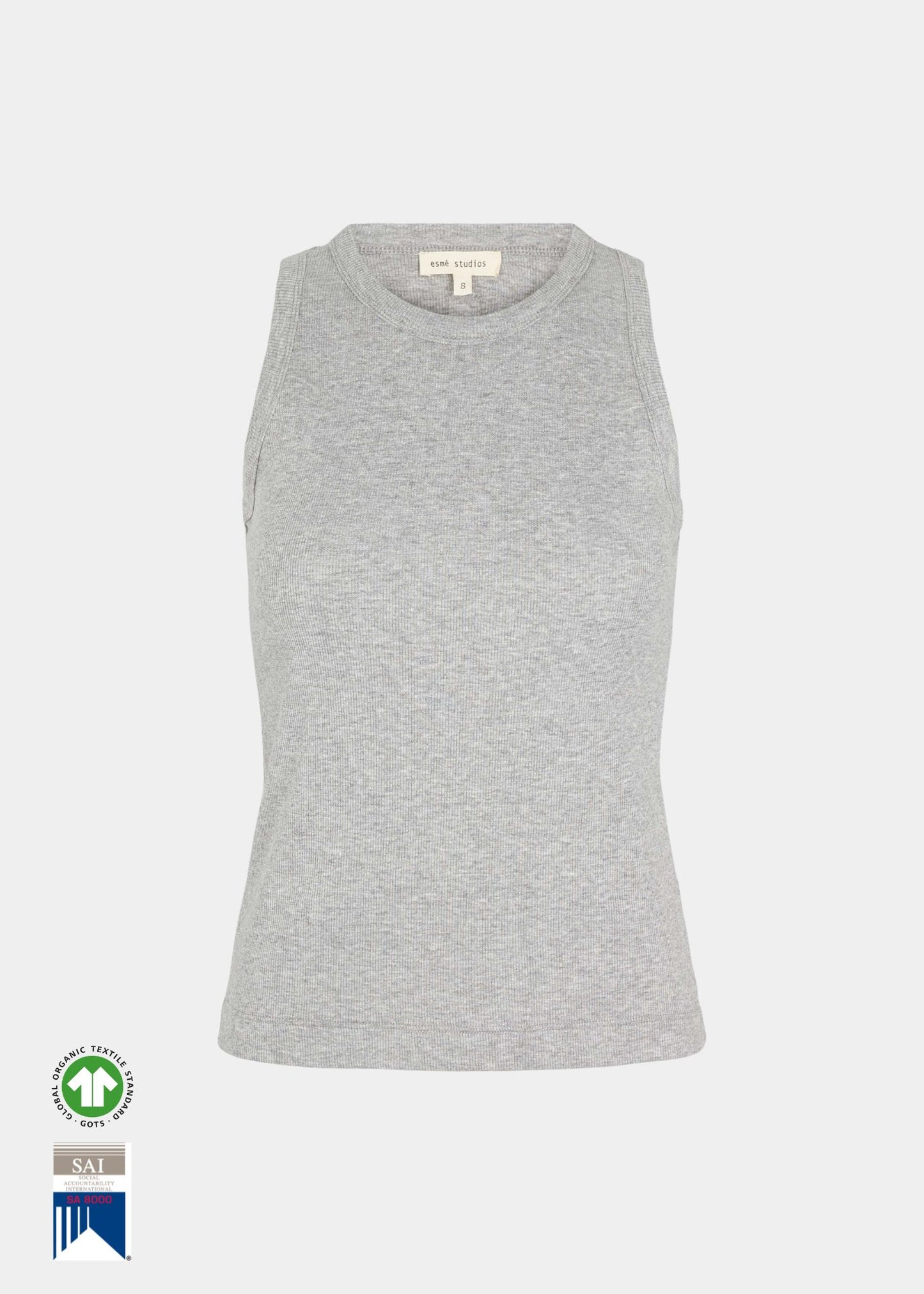 ESMÉ STUDIOS Blossom Racerback Rib Tank Grey