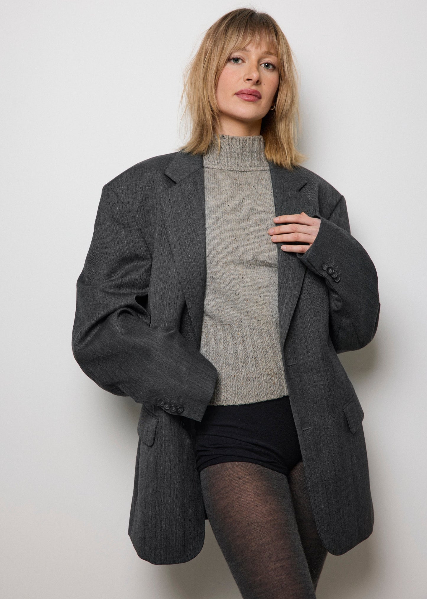 sarth grey wool upcycled blazer