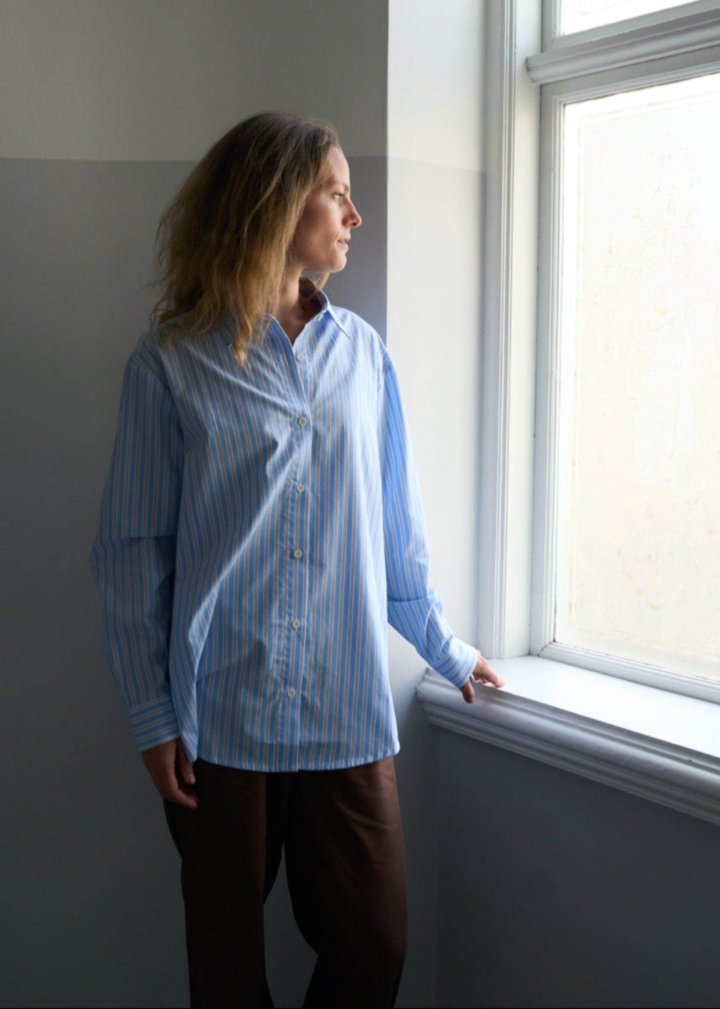 SCHULZ BY CROWD Sanne Shirt Light Blue White Stripes