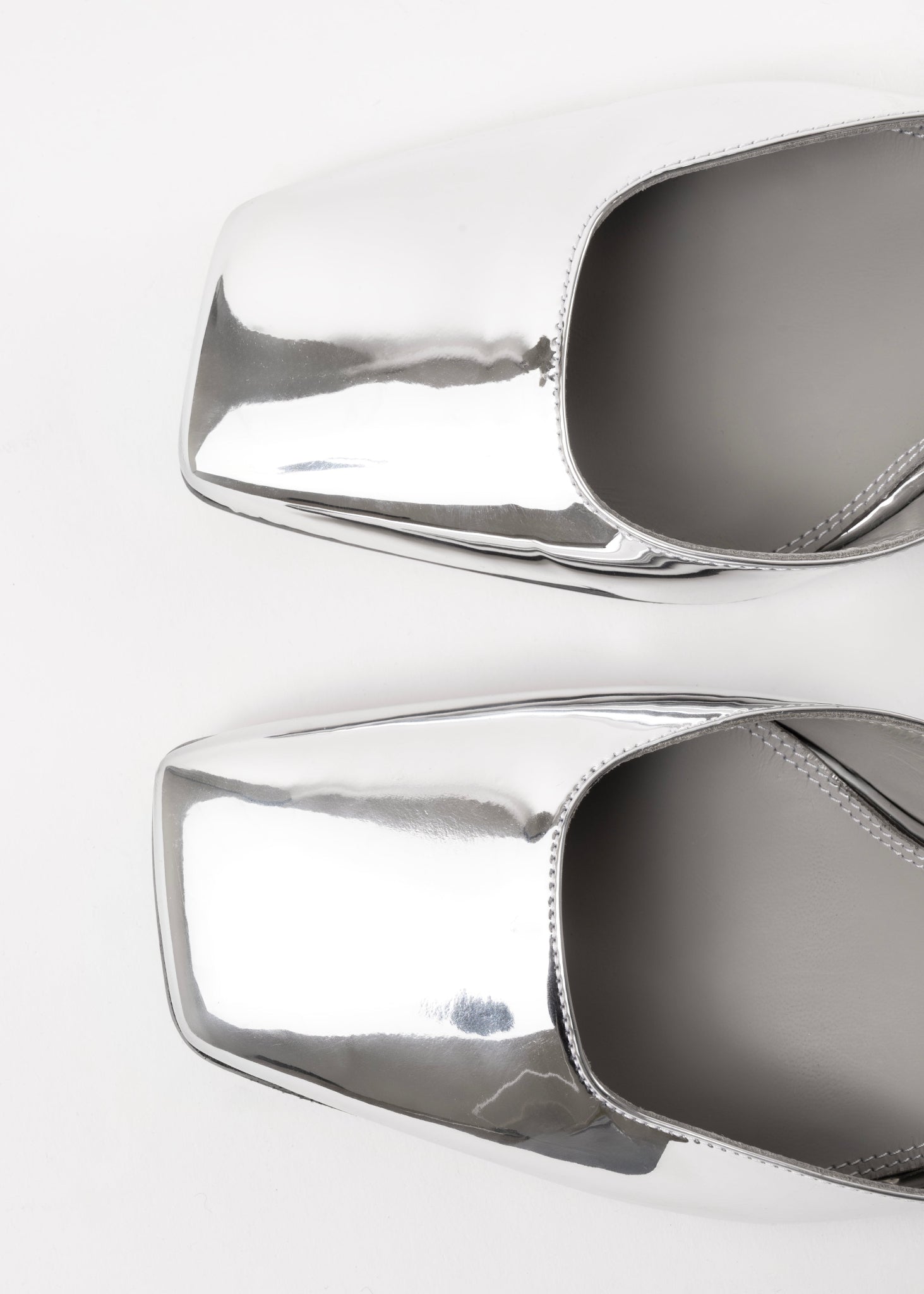 Close-up of haruko silver pumps