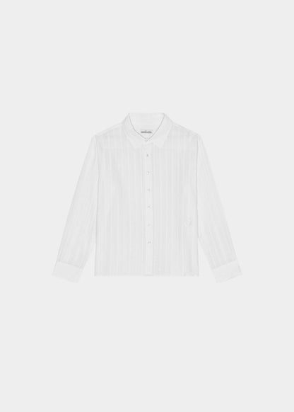 White shirt on a light gray background