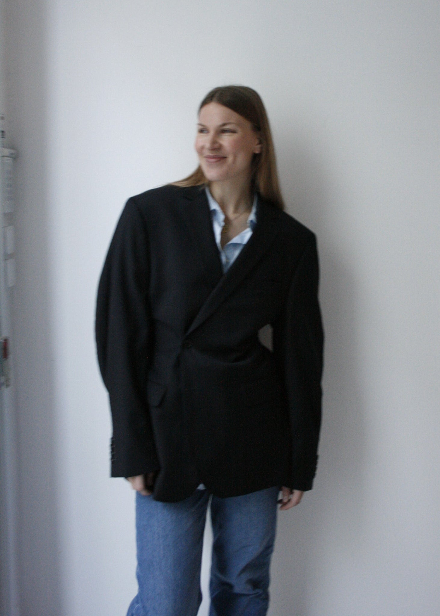 dark blue upcycled blazer